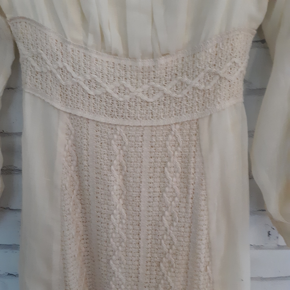 Vintage Prairie Dress Crochet Ruffle Ivory Size Small - Picture 3 of 7
